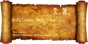 Kácser Márta névjegykártya